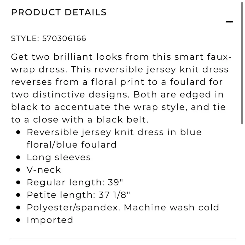 WHBM Floral Faux Wrap Dress Size 8 Reversible Jersey Knit Long Sleeve V neck - Picture 5 of 5